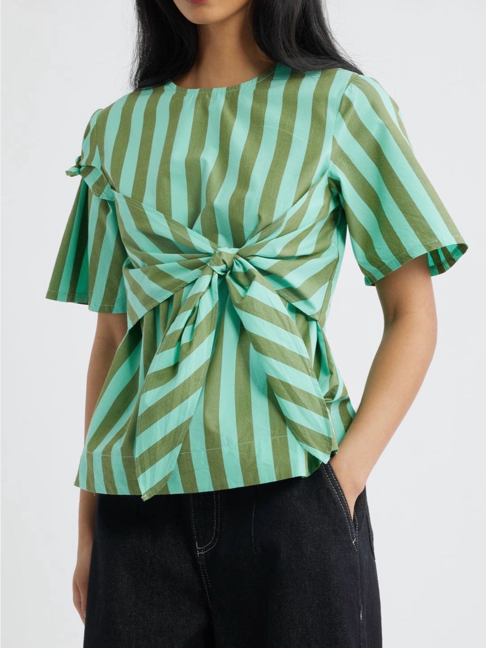 Damson Madder Estelle Stripe Tie Waist Top